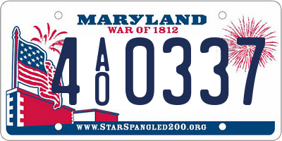 MD license plate 4AO0337