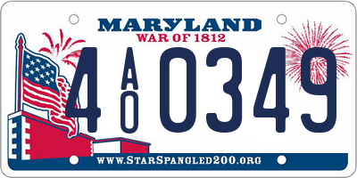 MD license plate 4AO0349