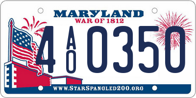 MD license plate 4AO0350