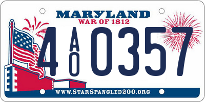 MD license plate 4AO0357