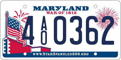 MD license plate 4AO0362
