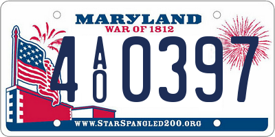 MD license plate 4AO0397