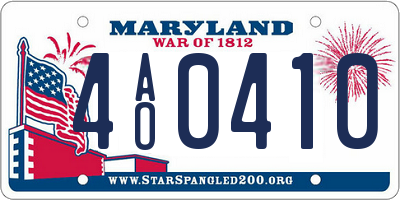MD license plate 4AO0410