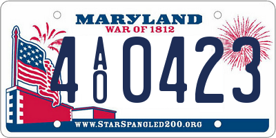 MD license plate 4AO0423