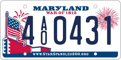 MD license plate 4AO0431
