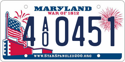 MD license plate 4AO0451