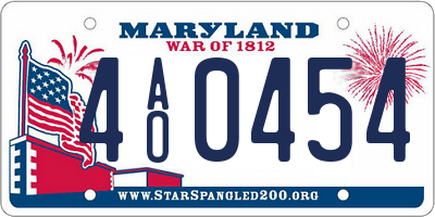 MD license plate 4AO0454