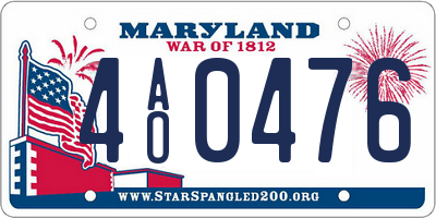 MD license plate 4AO0476