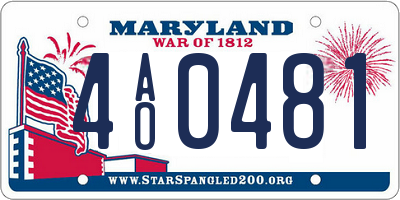 MD license plate 4AO0481