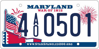 MD license plate 4AO0501