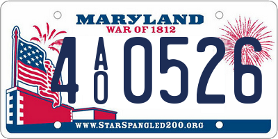 MD license plate 4AO0526