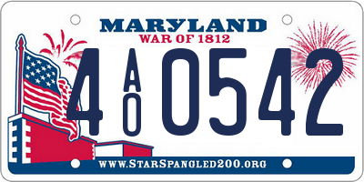 MD license plate 4AO0542