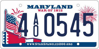 MD license plate 4AO0545