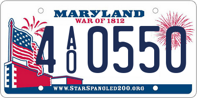 MD license plate 4AO0550