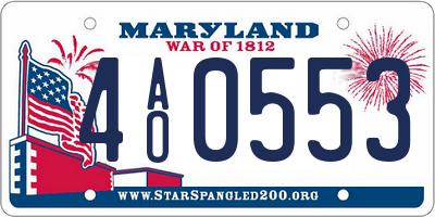 MD license plate 4AO0553