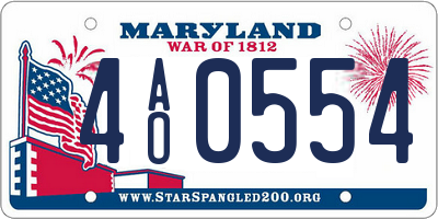 MD license plate 4AO0554