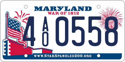 MD license plate 4AO0558