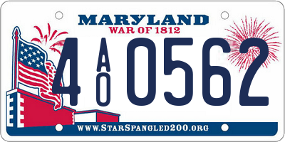 MD license plate 4AO0562
