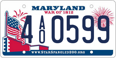 MD license plate 4AO0599