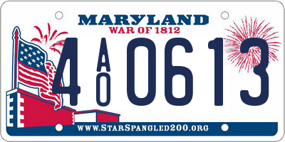 MD license plate 4AO0613