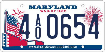 MD license plate 4AO0654