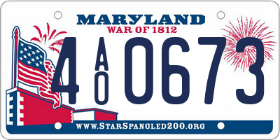 MD license plate 4AO0673