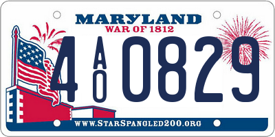 MD license plate 4AO0829
