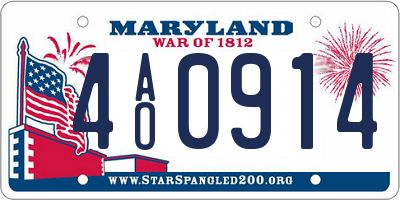 MD license plate 4AO0914