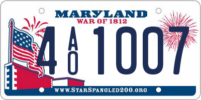 MD license plate 4AO1007