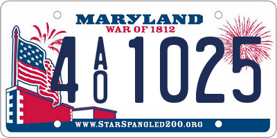 MD license plate 4AO1025