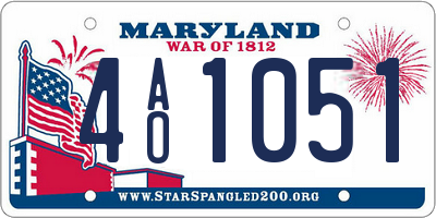 MD license plate 4AO1051
