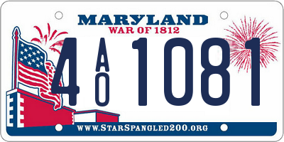 MD license plate 4AO1081