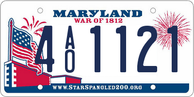 MD license plate 4AO1121
