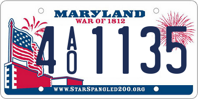 MD license plate 4AO1135