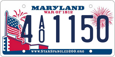 MD license plate 4AO1150