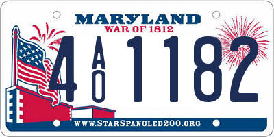 MD license plate 4AO1182