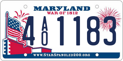 MD license plate 4AO1183