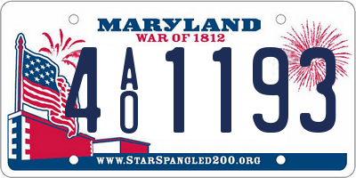 MD license plate 4AO1193
