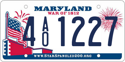 MD license plate 4AO1227