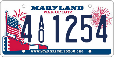MD license plate 4AO1254