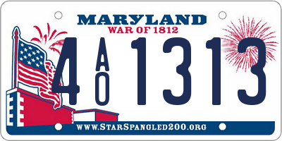 MD license plate 4AO1313