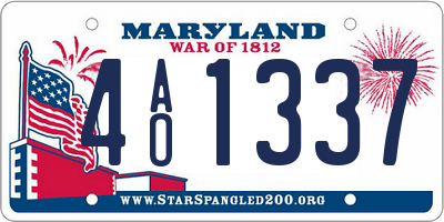 MD license plate 4AO1337