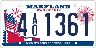 MD license plate 4AO1361