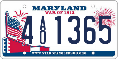 MD license plate 4AO1365