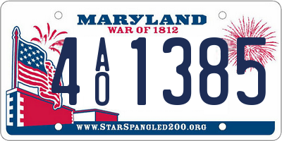 MD license plate 4AO1385