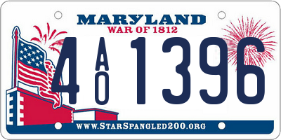 MD license plate 4AO1396