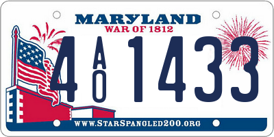 MD license plate 4AO1433
