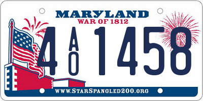 MD license plate 4AO1458