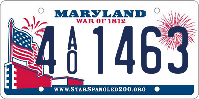 MD license plate 4AO1463