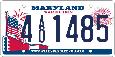 MD license plate 4AO1485
